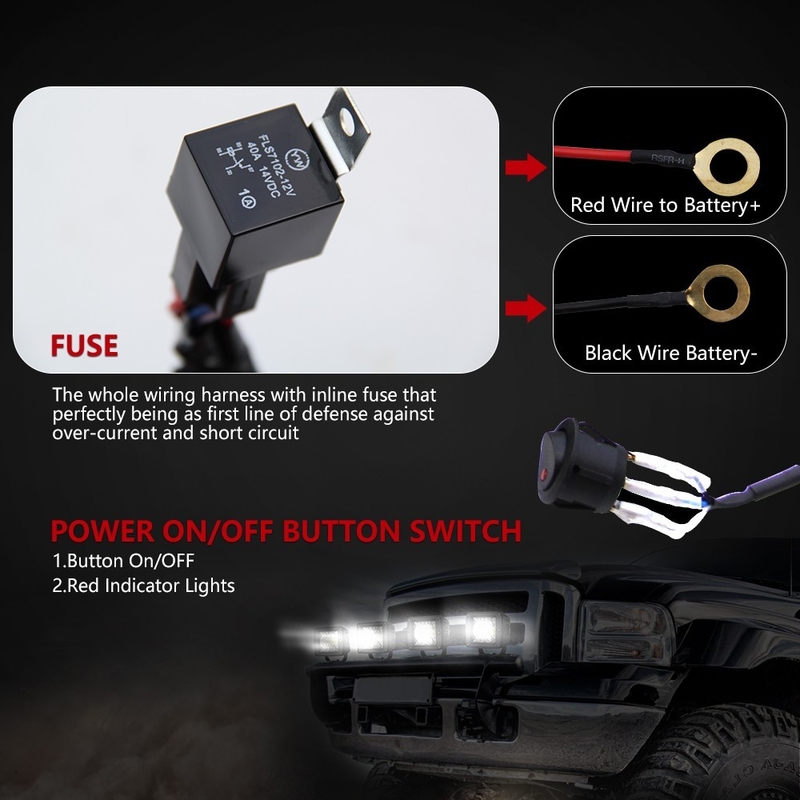 Một điều khiển một hai Đèn Led làm việc chống thấm nước Đầu nối DT Bộ nối dây Xe tải offroad Thanh đèn Led Dây nịt