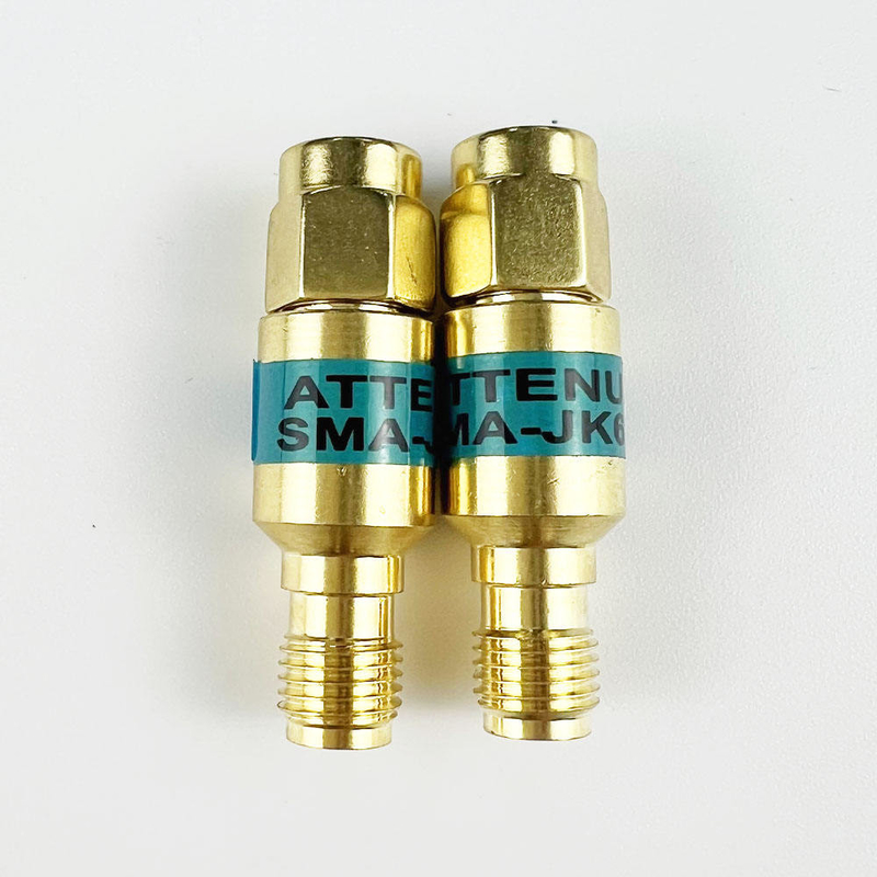 2W DC-6GHz SMA Nam đến SMA Phụ nữ RH đồng trục Thuốc giảm nhẹ 1/2/3/5/6/10/15/30db Thuốc giảm nhẹ SMA Bộ kết nối cố định Bảng vàng
