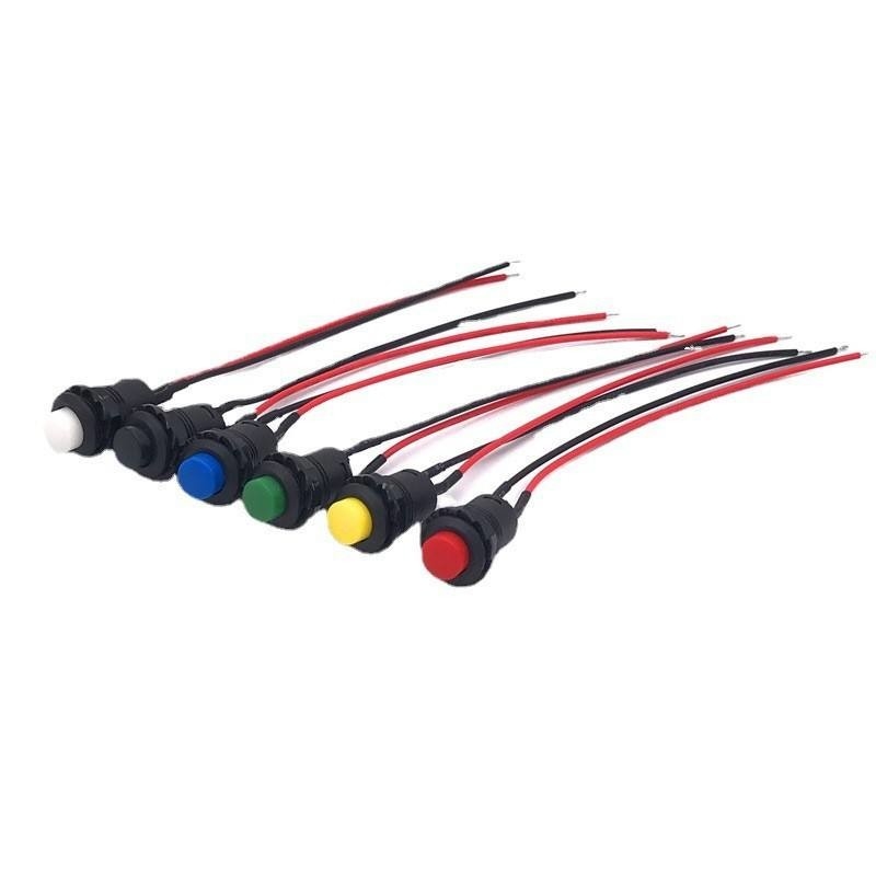 Wintai-Tech nút bấm nút kèn 12v nút bấm nút khởi động 12mm nút bấm tạm thời Chuyển đổi với lắp ráp cáp