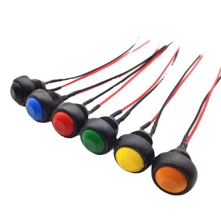 Wintai-Tech nút bấm nút kèn 12v nút bấm nút khởi động 12mm nút bấm tạm thời Chuyển đổi với lắp ráp cáp
