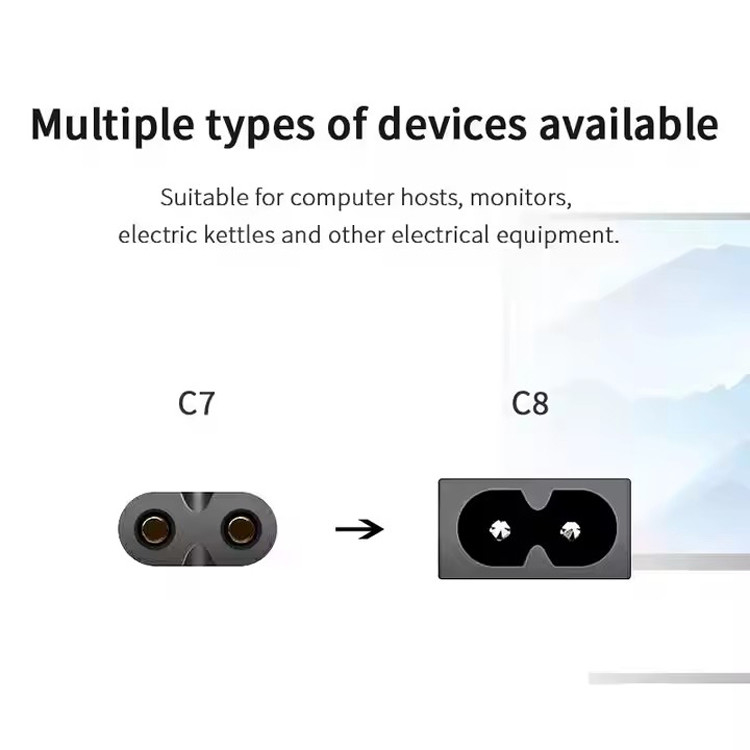 Chất lượng tốt Đồng tinh khiết 120V 18 Awg 2pin C7 Extension Line Spt-2 White AC Power Cord 5FT 2 Prong For Home Appliance Lap
