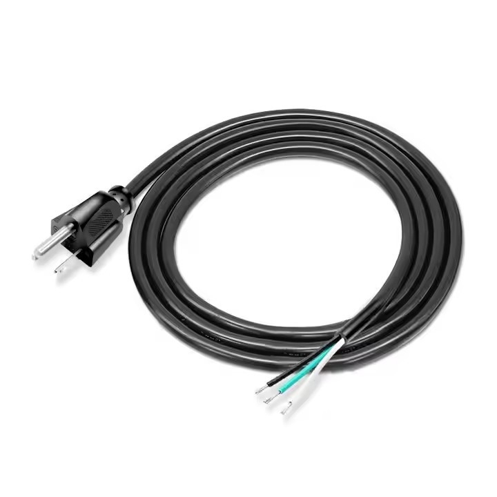 Sợi dây điện chất lượng cao của Mỹ 3 chân đen PVC 3 mũi đồng tinh khiết 18awg 1.5m 5ft Xẻ và đóng hộp cho nhà