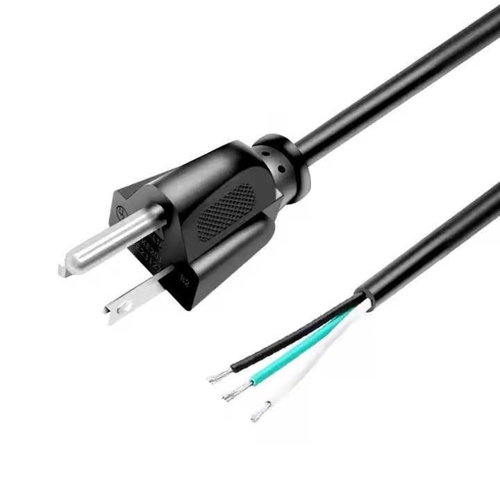 Sợi dây điện chất lượng cao của Mỹ 3 chân đen PVC 3 mũi đồng tinh khiết 18awg 1.5m 5ft Xẻ và đóng hộp cho nhà