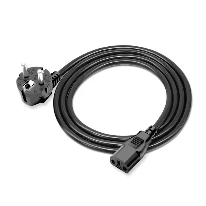 Đen 3G Extension Line Cable AC Power Cord In Stock Đồng IEC Châu Âu EU Pure VDE CEE PVC 0,75mm 1,5M Hộp hộp