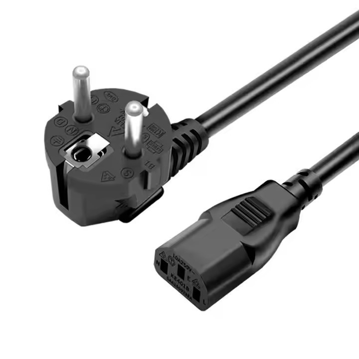 Đen 3G Extension Line Cable AC Power Cord In Stock Đồng IEC Châu Âu EU Pure VDE CEE PVC 0,75mm 1,5M Hộp hộp