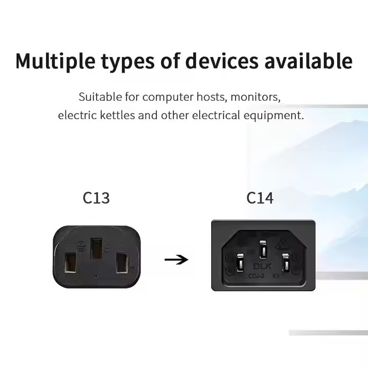 Đen 3G Extension Line Cable AC Power Cord In Stock Đồng IEC Châu Âu EU Pure VDE CEE PVC 0,75mm 1,5M Hộp hộp
