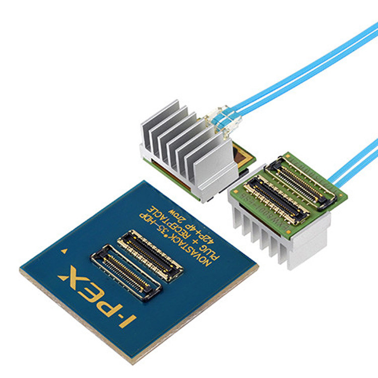 Bộ kết nối PCB mô-đun quang trung tâm bảng mật độ cao năng lượng thấp 21001-042E-01 đến IPEX LIGHTPASS-EOM 100G 88001-000T-25-01