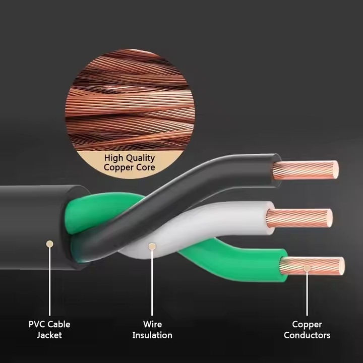 3 pin dây điện dây mở rộng Ac cáp với cắm