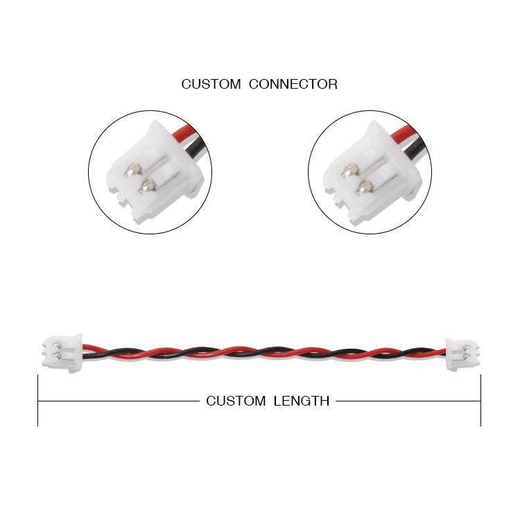 RY Brand JST Wire Harness XHP-2 Connector Cable 22AWG UL1007 Đen Đỏ 2P Cable Glue