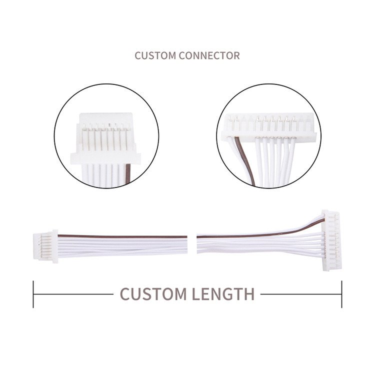 Nhà máy 0.80mm 8 Pin PVC LVDS Cable Assembly Harness JST SHR-08V-S-B
