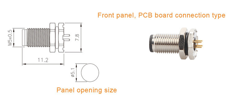 Nhà máy kết nối vòng tròn M5 Mã-A Series chống nước Panel Flange PCB Nam ổ cắm hỗ trợ 3-Core Và 4-Core