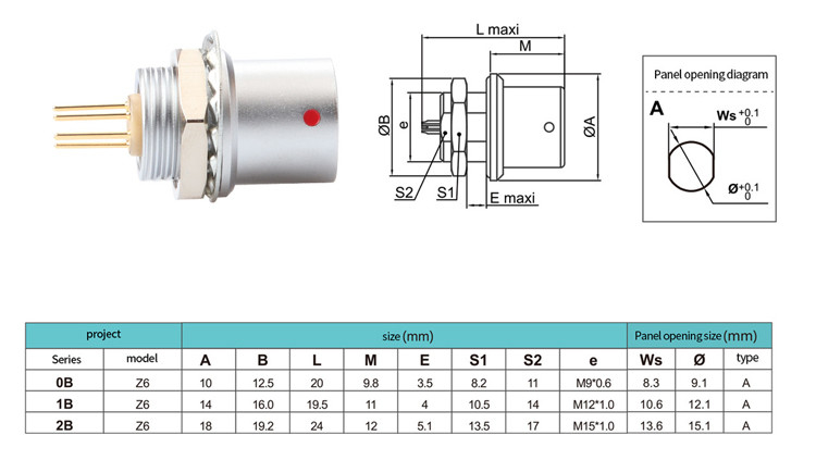 IP68 đẩy kéo tự khóa công nghiệp điều khiển B Series Z6 6 pin nữ đến 6 pin tín hiệu cảm biến kết nối tròn