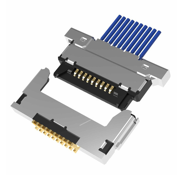 Bộ cáp đồng trục vi mô 20345-010T32R với độ cao 0,4 mm và kết nối đồng trục ngang kiểu 10 chân LVDS kết nối đồng trục vi mô