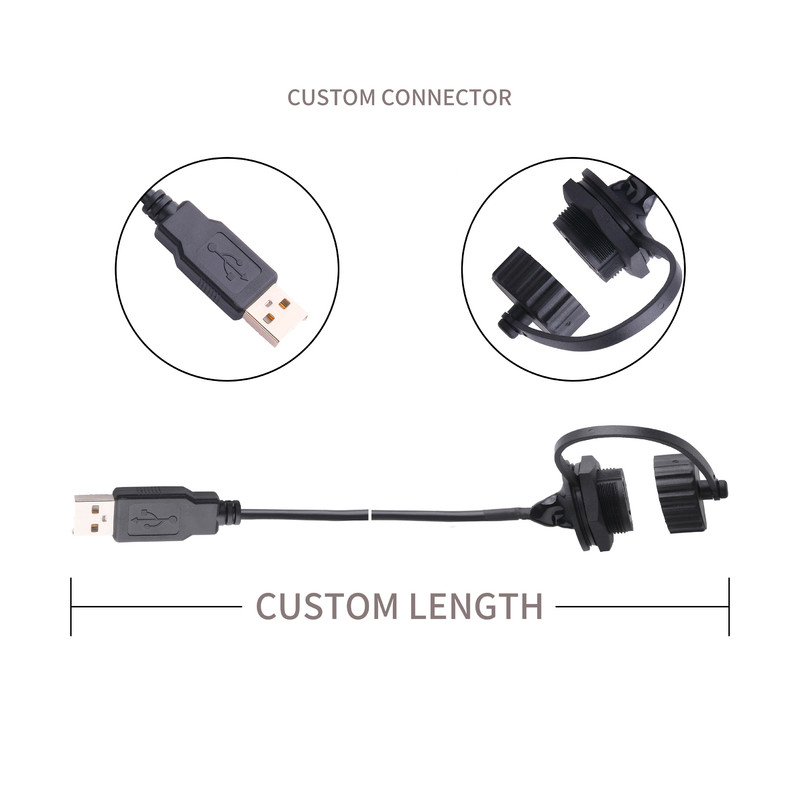 Đầu nối USB 2.0 A Female có Shield và Cap to USB 2.0 A cáp usb được sản xuất để đo lường