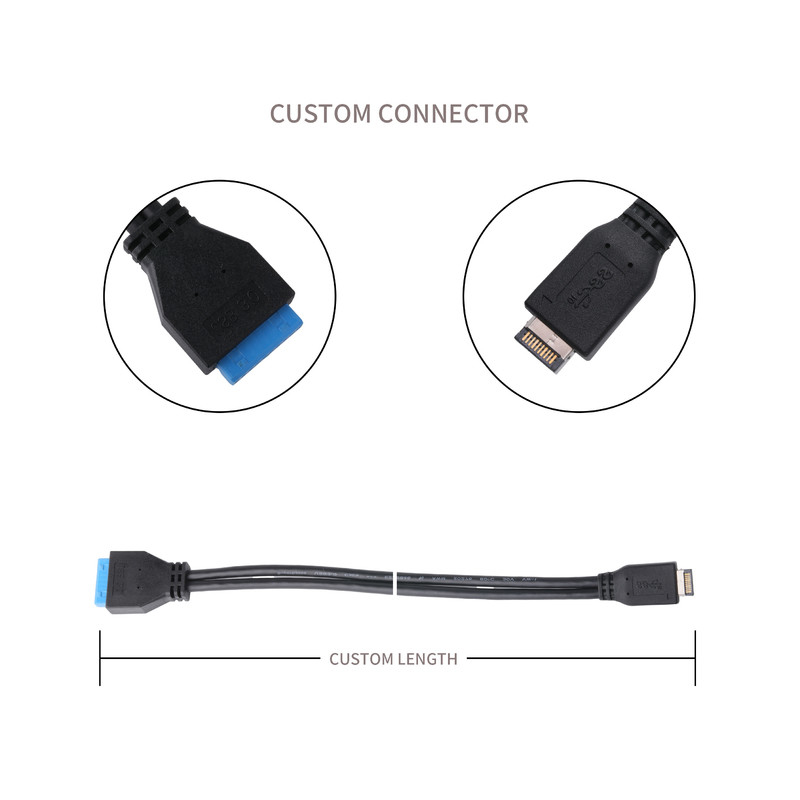 Cáp điện của bo mạch chủ máy tính USB 3.1 Type-E Nam đến IDC20P Nam Cáp bộ điều hợp 20-pin Cáp mở rộng