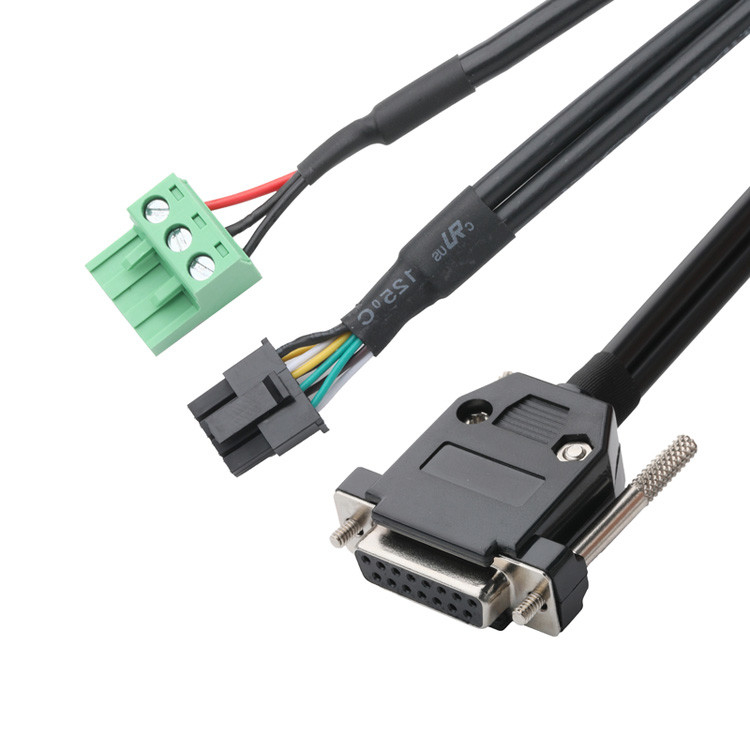 Kết nối cáp công nghiệp tùy chỉnh, Pitch 3.0mm DB-15P nữ đến HSG 43025-0800 Và Pitch 5.8mm 691352710003