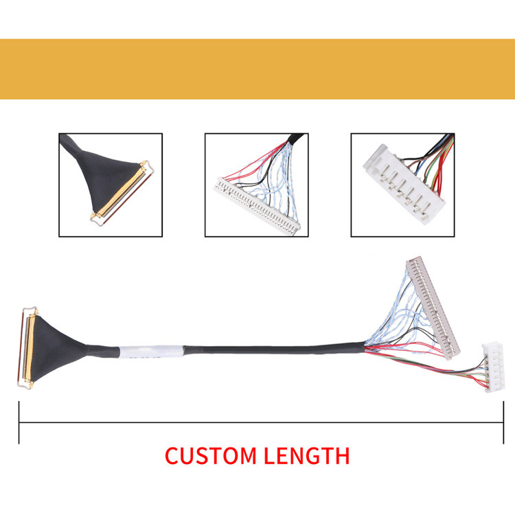 Loại kết hợp ngang Kết nối Micro-Coaxial cho Custom 40 pin Lvds Cable Assembly với 0.5mm Pitch Lcd Lvds Cable