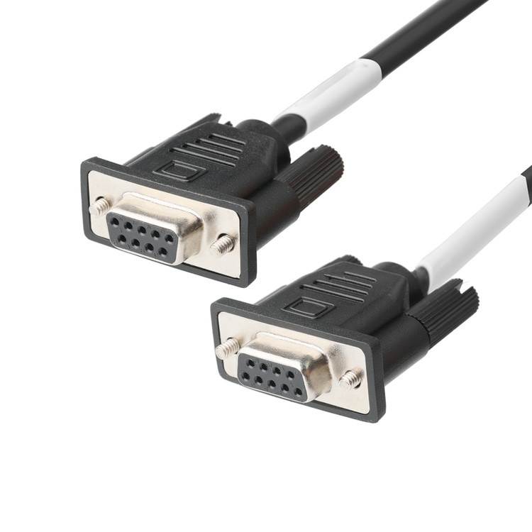 D-SUB-9Pin kết nối nam với loại hàn, lõi cao su trắng và vỏ bọc niken đến D-SUB-9Pin kết nối nữ