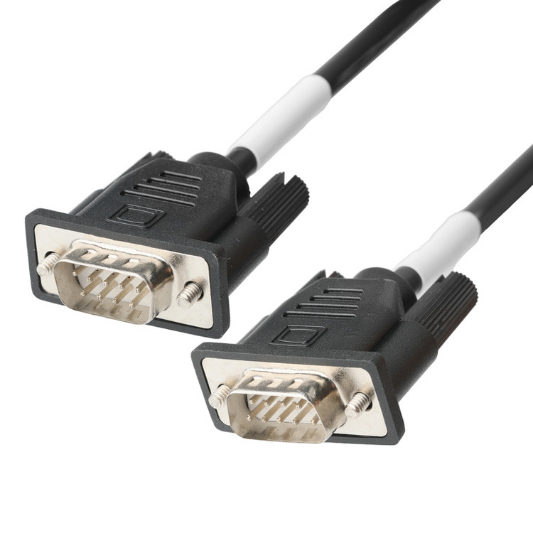 D-SUB-9Pin kết nối nam với loại hàn, lõi cao su trắng và vỏ bọc niken đến D-SUB-9Pin kết nối nữ