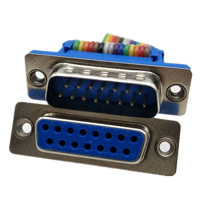 OEM ODM RS232 15Pin D-Sub bọc vàng kết nối dây cáp băng phẳng với chiều dài tùy chỉnh