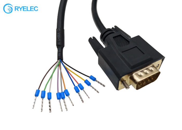 Cáp máy tính RS232 Male VGA DB 9P DB9 đến đầu nối đầu cuối uốn cong mini Ferrule