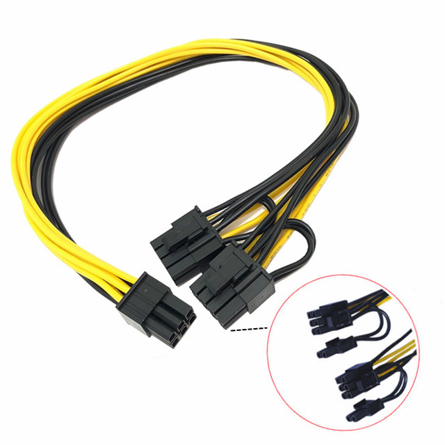 Bộ chia cáp điện Gpu Pcie 6pin Male sang Dual 8pin Male 18awg 100MM 20CM