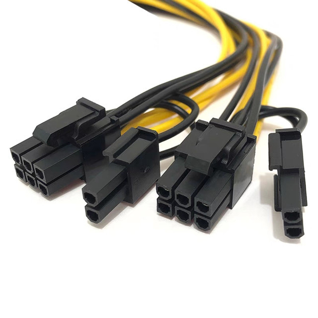 Bộ chia cáp điện Gpu Pcie 6pin Male sang Dual 8pin Male 18awg 100MM 20CM